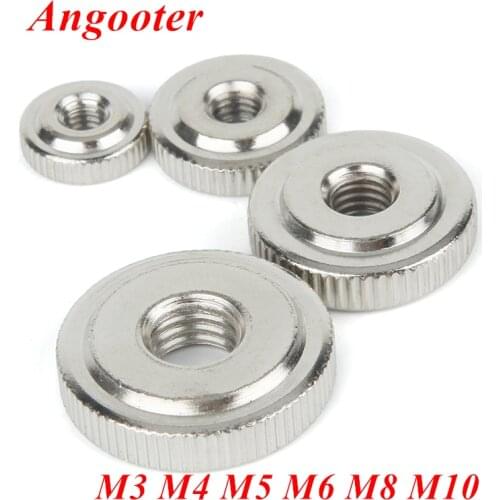 10pcs-2pcs Knurled Thin Nut GB807 M3 M4 M5 M6 M8 M10 Nickel Knurled Thin thumb Nut Flat Head Single Layer Hand tight nut