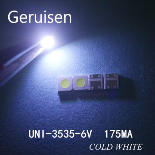 100PCS UNI LED backlight LCD TV 3535 3537 LED SMD Lamp bead bead 1W 6V 3535 1.2W Cold white UNI MSL-638DEZW-E26SC