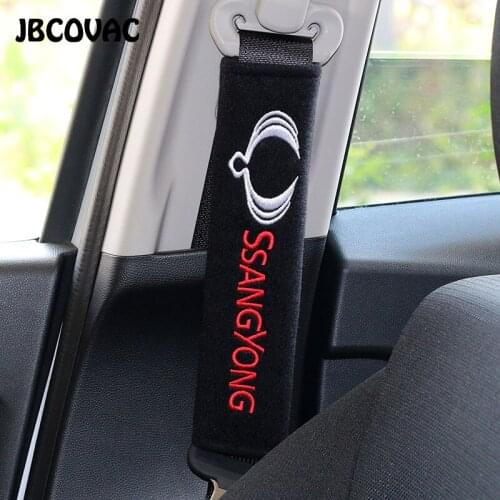 2pcs Car Interior Accessories Protect Seat Belt Covers Car Styling Case For SsangYong Actyon Turismo Rodius Rexton Korando Kyron