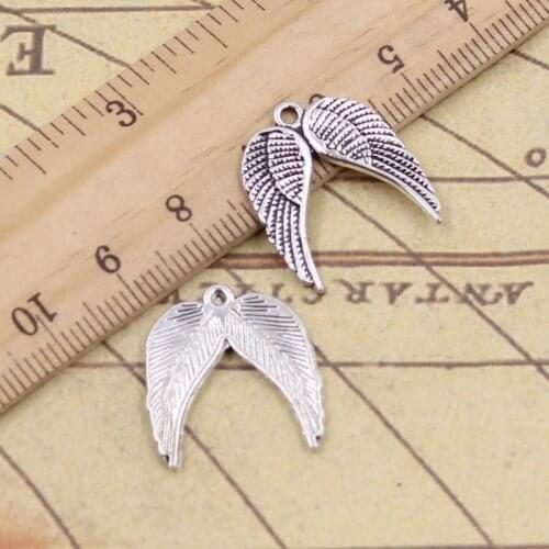25pcs Charms Angel Wings 21x19mm Tibetan Bronze Silver Color Pendants Antique Jewelry Making DIY Handmade Craft For Necklace