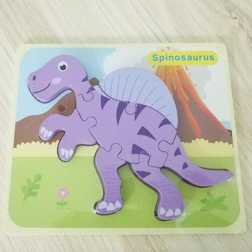 3D Wooden Dinosaur Jigsaw Puzzle Children Toy Children Puzzle Color Shape Position Enlightening Education