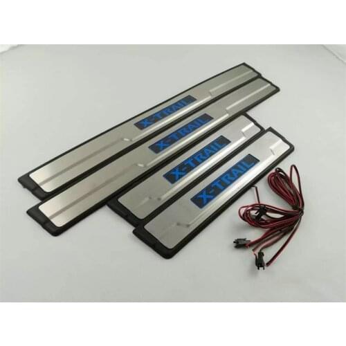 Car Door Sill Cover With LED Light For Nissan X-Trail XTrail 2014-2016 2017 2018 Welcome Pedal Trim Car Styling Accessories 4pcs