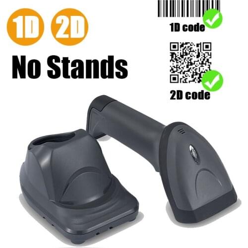 WD20T Bluetooth Wireless Barcode Scanner 1D 2D QR PDF417 Bar Reader for Supermarket Warehouse Win IOS Android Pos With Stand