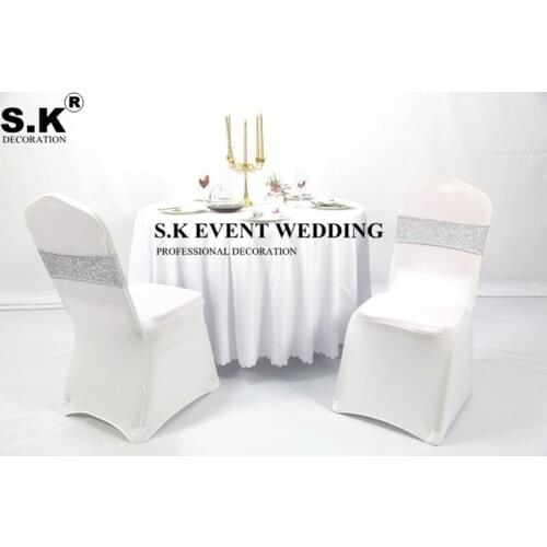 Giltter Shiny Sequin Chair Band Sash Glitter Bow Fit On Chair Cover For Wedding Banquet Event Decoration