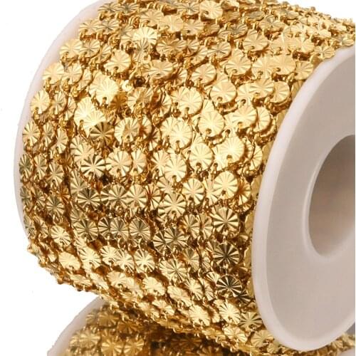 1m Stainless Steel Round Disc Sun Flower Chain Gold Chains for Handmade Necklace Bracelet Anklet DIY Jewelry Making Supplies