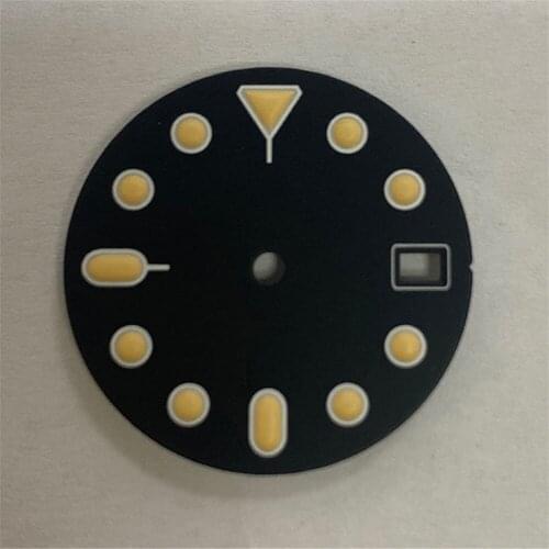 28.5MM Dial Diameter Single/Dual Calendar Watch Dial Green Luminous Watch Dial for NH35A/NH36/4R36 Watch Movement