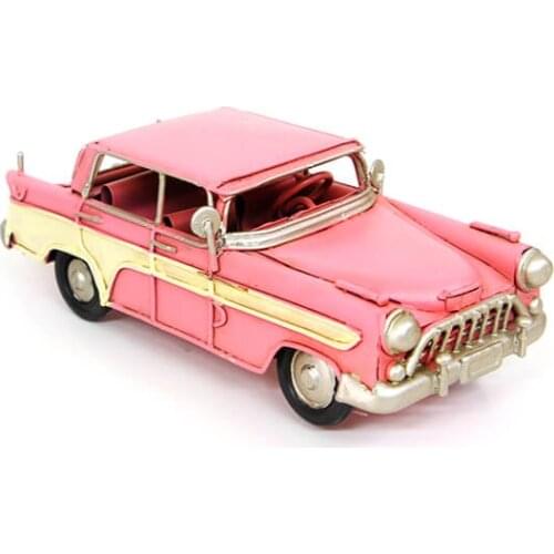 Decorative Metal Pink Old Car -Trinket, Miniature, Gift, Nostalgic, Vintage, Handmade, hand Painted, Quality Durable