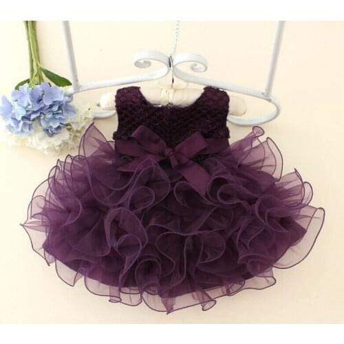 3 color Beading Bow Flower Girl Christening Gowns Baby First Communion Dresses Toddler baptism dress 1-6 Year Birthday Dress