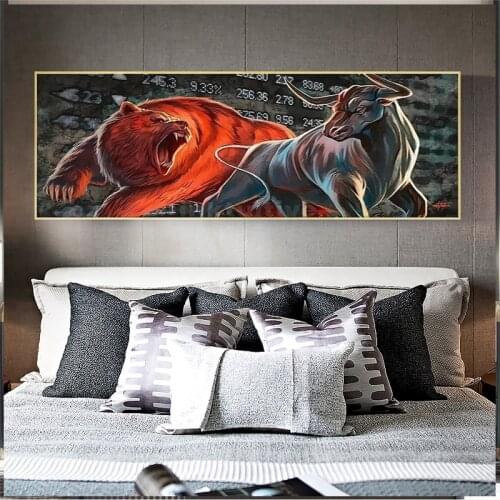 Bull Wild Animal Canvas Art Painting Posters and Prints Cuadros Wall Art Picture for Living Room Home Decoration