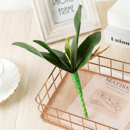 Artificial Plant PU Butterfly Orchid Fake Leaf Plant Plastic Flowers Simulation Plant For Wedding Home Garden Dacor Green Leaf