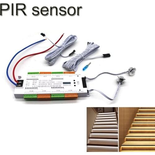 Stair LED Motion Sensor Controller DC 12V 24V 32 Channels Indoor PIR Night Light Dimmer For Stairs Flexible single color Strip