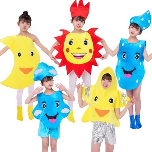 Halloween Childrens Day Party Sun Raindrop Banana Strawberry Cartoon Fruit Vegetable Cosplay Costume For Boy Girl Dress