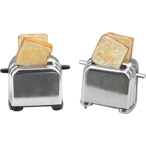 Doll House Miniature Toaster Bread Machine With Toast Kitchen Cookware Mini Accessories Decor 1/6 1/12 Scale Q6PD