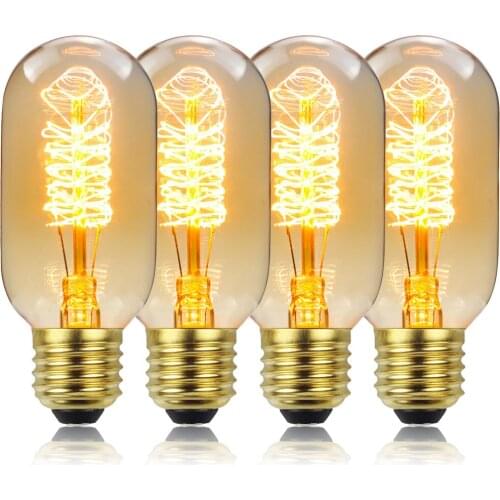 Retro Edison Light Bulb E27 110V 40W T45 Filament Incandescent Ampoule Bulbs Vintage Edison Lamp Home Decoration 4 Pcs/set
