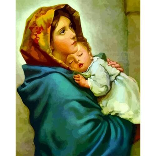 Girl Diy Painting By Numbers Virgin Mary Wall Decor HandPainted Oil Coloring Acrylic Paint By Number Adults Picture Home Decor