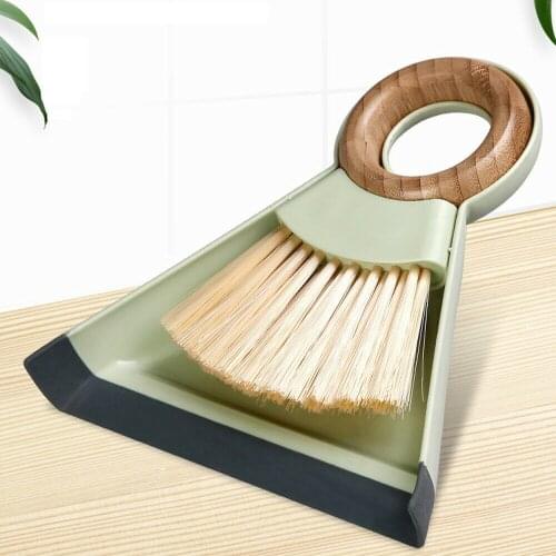 Mini Desktop Brooms And Dustpan Set Wooden Handle Hanging Household Brush Combination Plastic Household Cleaning Accessories