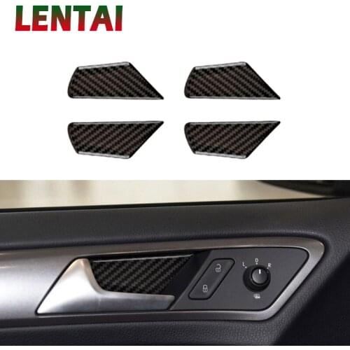 LENTAI Car Carbon Fiber Interior Door Handle Bowl Sticker For Volkswagen VW Golf 7 GTI R GTE GTD MK7 2013-2017 LHD Accessories