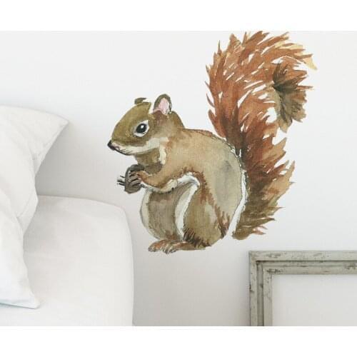 Cute Squirrel Wall Sticker For Kids Baby Room Home Decoration Removable Wallpaper Living Room Bedroom Mural Animals PVC Stickers