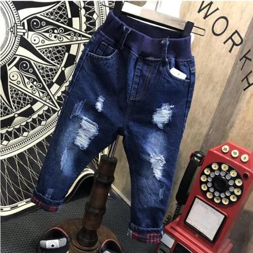 2020 New Baby Boys Girls Jeans Children Broken Hole Pants Trousers Fashion Autumn Kids Trousers Children Clothing 2-6years