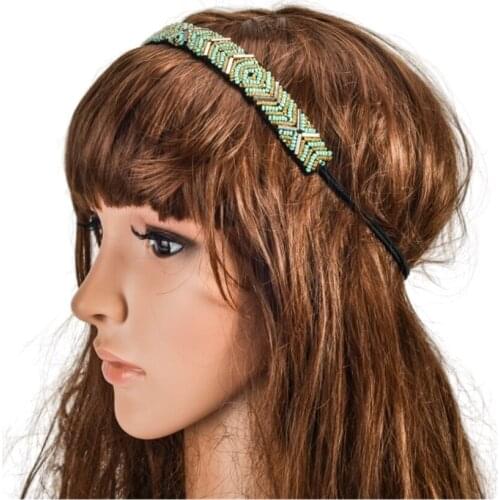 2021 new Fshion beads handmade beaded sewing Elastic headbands hair bands hair accessories