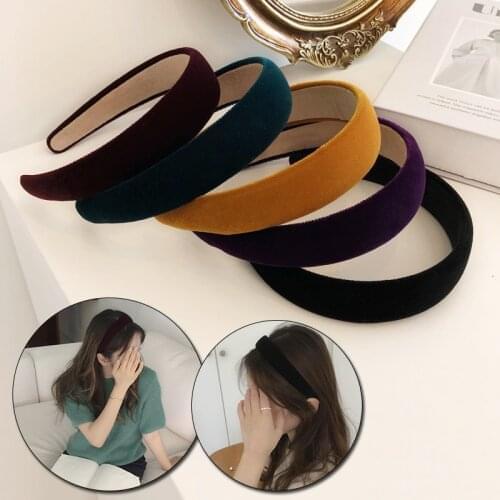 New Solid Velvet Bezel Women Headband Girls Vintage knit Hair Bands Soft Hairband Headwear Hair Hoop Winter Hair Accessories