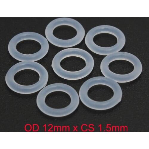 OD 12mm x CS 1.5mm VMQ PVMQ SILICONE Rubber Washer Translucent O ring O-ring Oring Seal Gasket