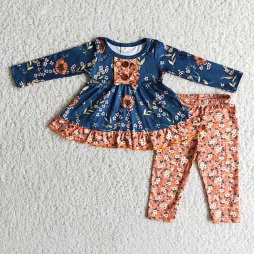 Toddler Infant Baby Girl Fall Winter Floral Tops Flowers Legging Pants Fashion Kids Boutique Outfits Clothes Ready To Ship