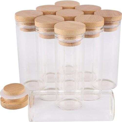 24 pieces 40ml 30*80mm Test Tubes with Bamboo Caps Glass Jars Glass Vials Wishing Bolttes Wish Bottle for Wedding Crafts Gift