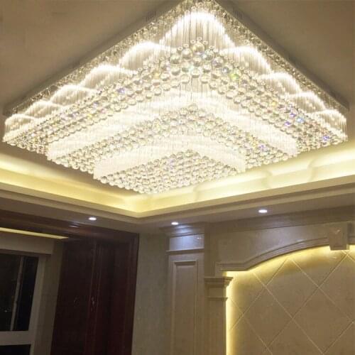 Hotel lobby project rectangular crystal lamp villa hall living room sales department sand table banquet hall custom lamps led
