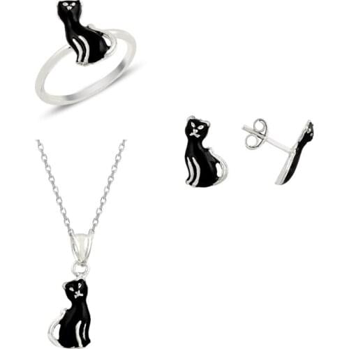 Silverlina Silver Cabochons Cat Child Set
