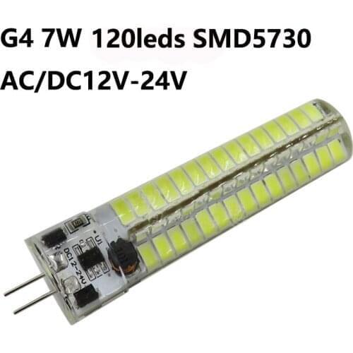 LED G4 Lamp Bulb AC12V-24V Dimming 7W 5730 SMD LED Lighting Lights replace Halogen Spotlight Chandelier energy saving 5pcs/lot