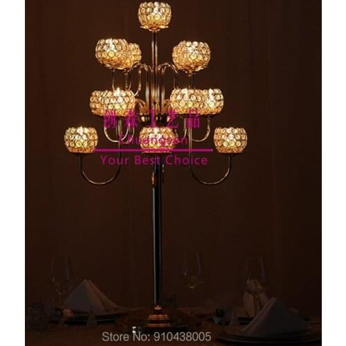 Party Decoration Flower Vase Birthday Candle Holder Metal Flower Stand Christmas Decoration Candelabra Holiday Glass Candlestick