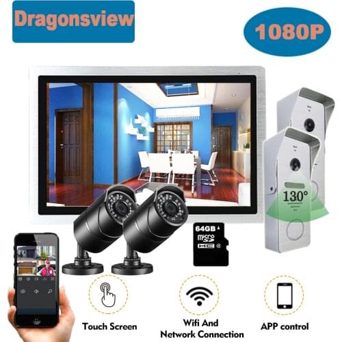 Dragonsview 10 Inch 1080P Wifi Video Door Phone Intercom Wireless Doorbell with Camera HD Home Security CCTV Camera Set IR Cut