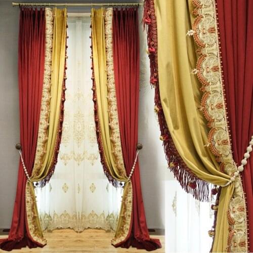 High grade light luxury flannel curtain living room bedroom shade curtain fabric window screen fabric embroidery window curtain