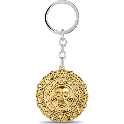 MS JEWELS Movie Gifts Jewelry Pirates Of the Caribbean Gold Coin Keychain Metal Key Rings Key Chain Factory Price Dropshipping