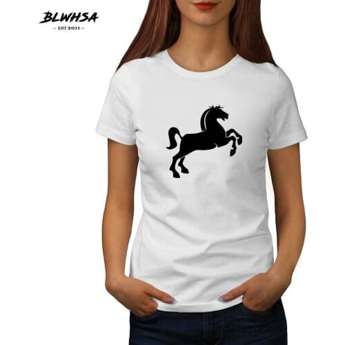 BLWHSA Pony Horse Printing T Shirt Women Fashion Summer Short Sleeve Cool T-Shirt Pony Horse Animal Printed Shirts Women Tees