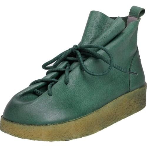 Brand Women Autumn Boots Brown Big Size 35-40 Ankle Boots Women Platform Wedge Heels 2021 New High Quality Genuine Leather Shoes