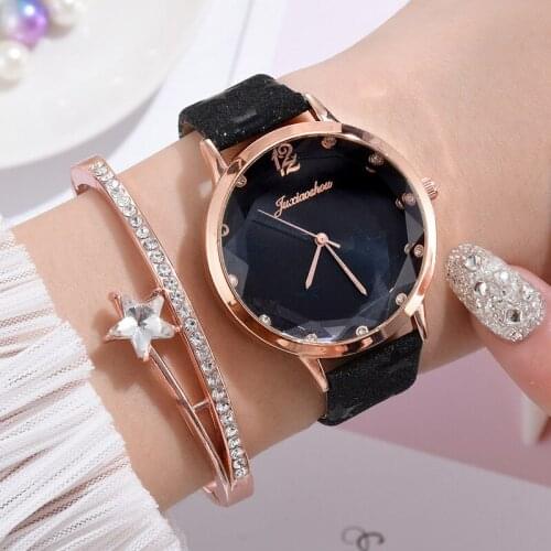 Female Elegant Wrist Watch Analog Quartz Leather Band Luxury Star dial Diamond relogio feminino Bracelet Women Watch Girl Clock