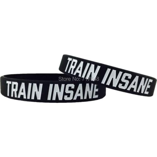 100pcs Inspirational Quote TRAIN INSANE wristband silicone bracelets free shipping by ePacket A