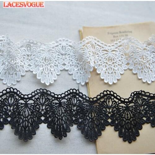 14yards 6cm White black embroidery Lace fabric Garment needlework sewing DIY Handmade accessories Dress edge decoration 367