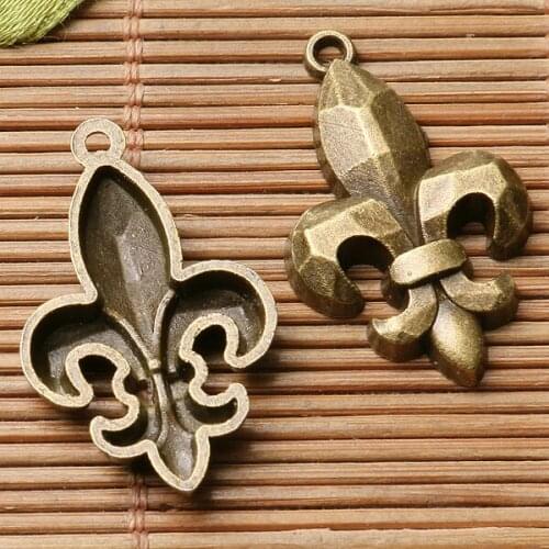 20pcs antiqued bronze color crafted FLEUR DE LEI design charms EF2932