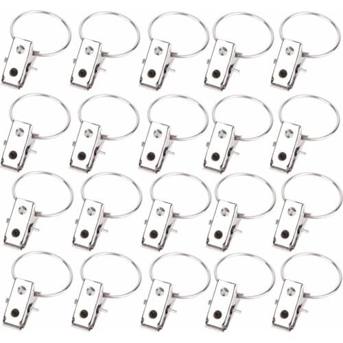 20Pcs/pack Window Shower Curtain Rod Clips Rings Stainless Steel Drapery Clips Curtain Accessorries Home Supplies