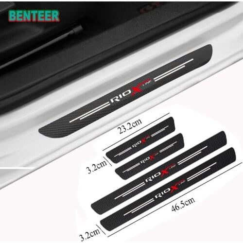 4pcs/lot NEW Carbon Fiber Car Door Sills Protector Stickers For Kia RIO RIOXLINE
