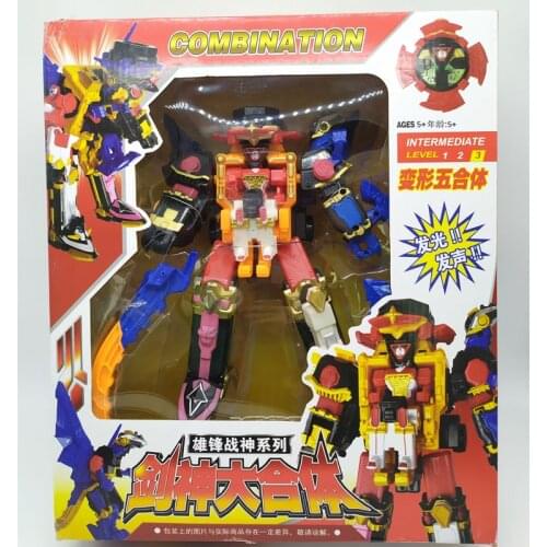 5in1 Super Sentai Rangers Toys Anime Shuriken Sentai Ninninger Action Figure Toys Collection Assembly Robot Model Rangers Toys