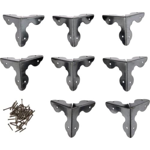 8pcs 33mm Wood Box Corner Protectors Alloy Black Book Scrapbooking Notebook Albums Menus Folders Corner Protectors Bracket