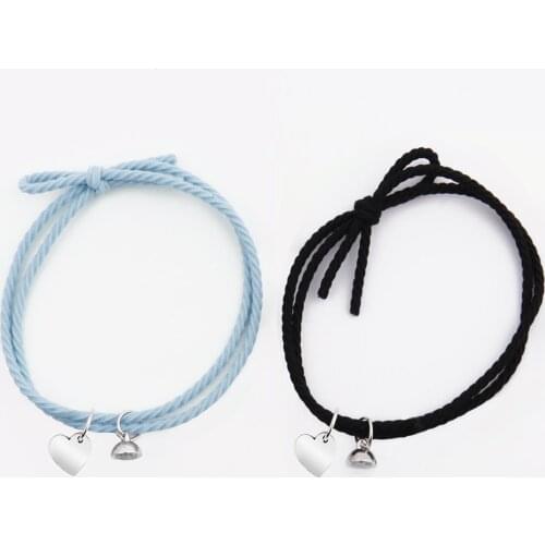 Heart-shaped accessories magnet attract rubber band bracelet rubber band alloy couple bracelet love jewelry