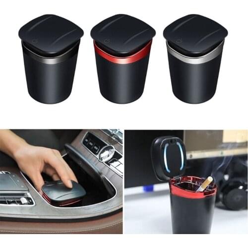 Car LED Ashtray with Detachable Lid Creative Portable Ashtrays with LED Light Decorative, Coin Storage Cup Container