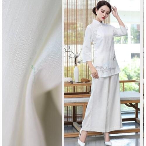 Pure white silk blended doupion silk Hanfu cardigan 70% component light luxury leisure fabric 328