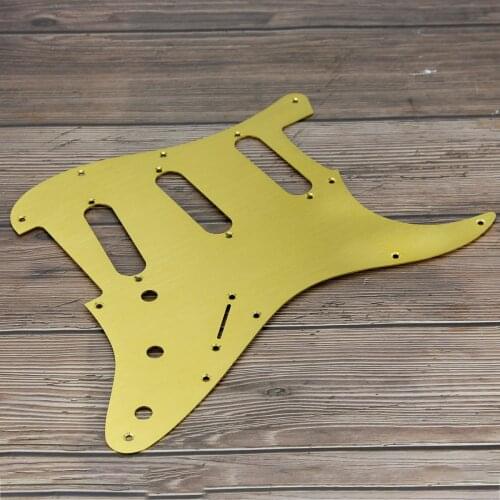 FLEOR 1Ply Aluminum Metal ST SSS Electric Guitar Pickguard Scratch Plate Golden for 11 Holes FD ST Style Guitar
