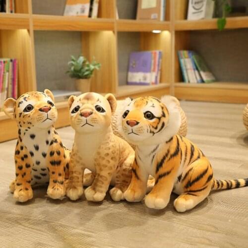 30/32cm Real Life Cute Tiger Leopard Lion Plush Toys Stuffed Forest Simulation Animal Doll Kids Children Cartoon Birthday Gift
